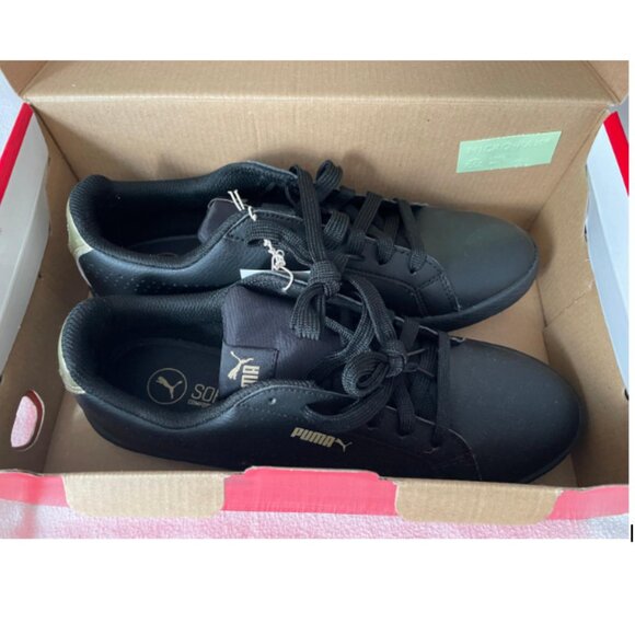 Puma Smash Women's Performance Sneakers - Black & Gold -- New with Box - Picture 5 of 6